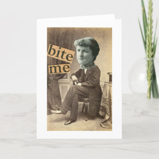 BITE ME Greeting Card Victorian Surreal Woman