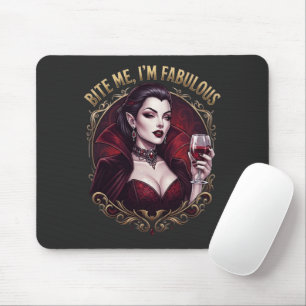 Bite Me I'm Fabulous Vampire Gothic Wine Glass Con Mouse Mat