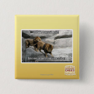 Bite me is just an expression! 15 cm square badge