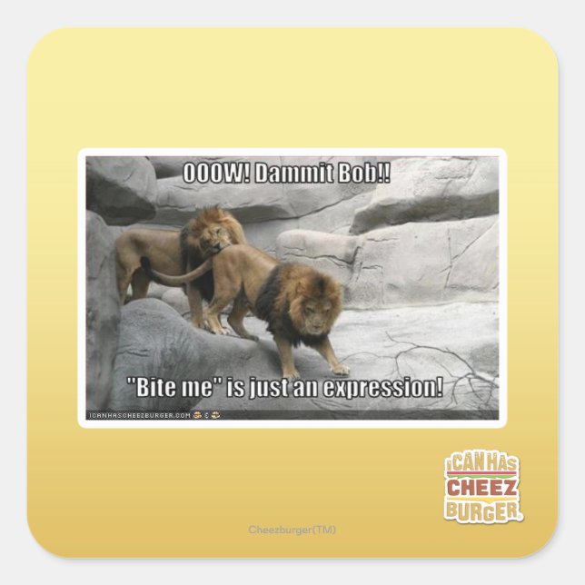 Bite me is just an expression! square sticker (Front)