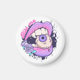 Bite Me Pink Halloween Lips  Magnet