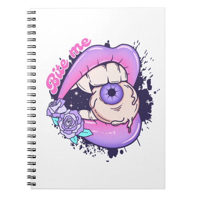 Bite Me Pink Halloween Lips  Notebook (Front)