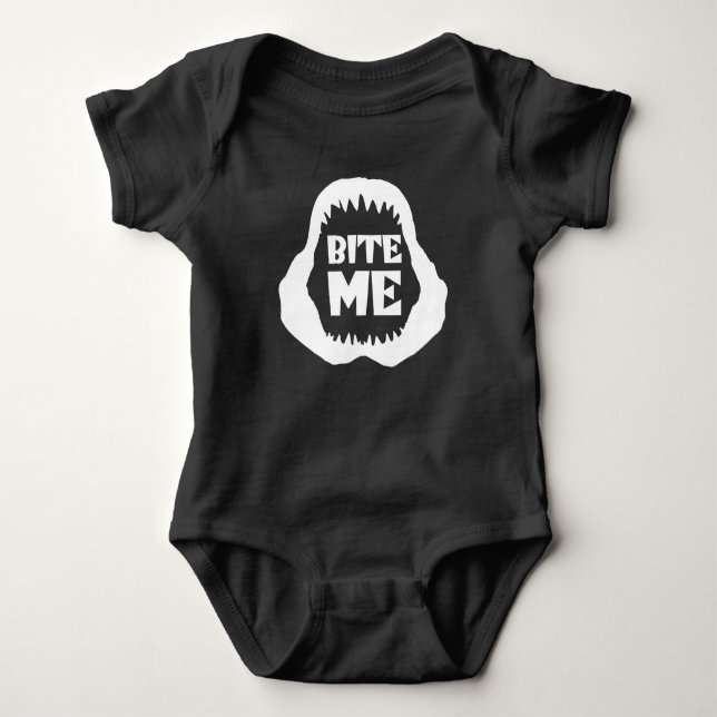 Bite me Quote - Shark Jaws Baby Bodysuit (Front)