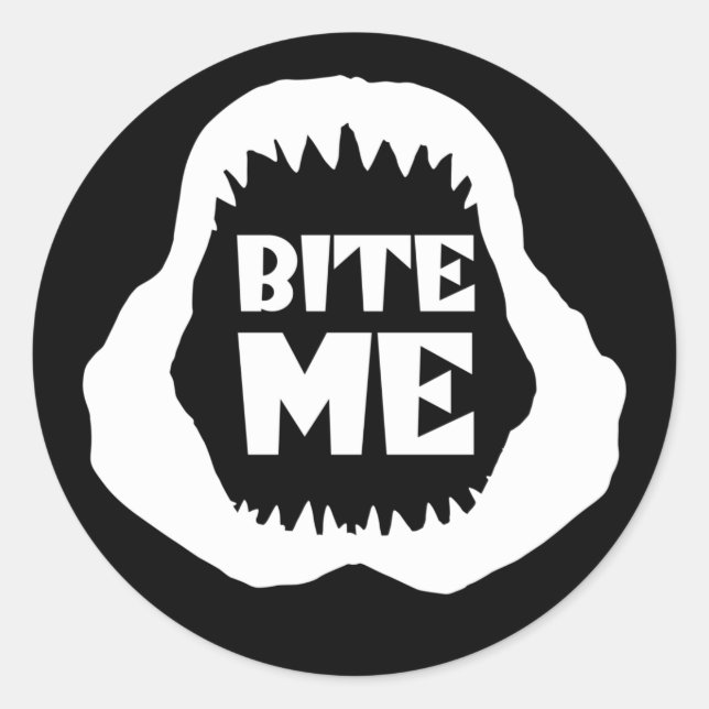 Bite me Quote - Shark Jaws Classic Round Sticker (Front)