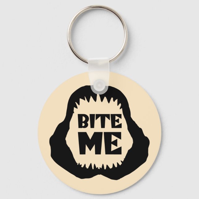 Bite me Quote - Shark Jaws Key Ring (Front)