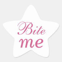 Bite Me Star Sticker - Pink & White