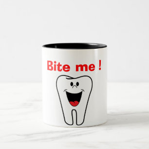 "BITE ME" TOOTH Two-Tone COFFEE MUG