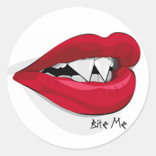 Bite Me Vampira Mouth Classic Round Sticker