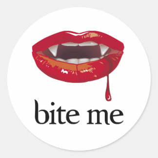 Bite Me Vampire Classic Round Sticker