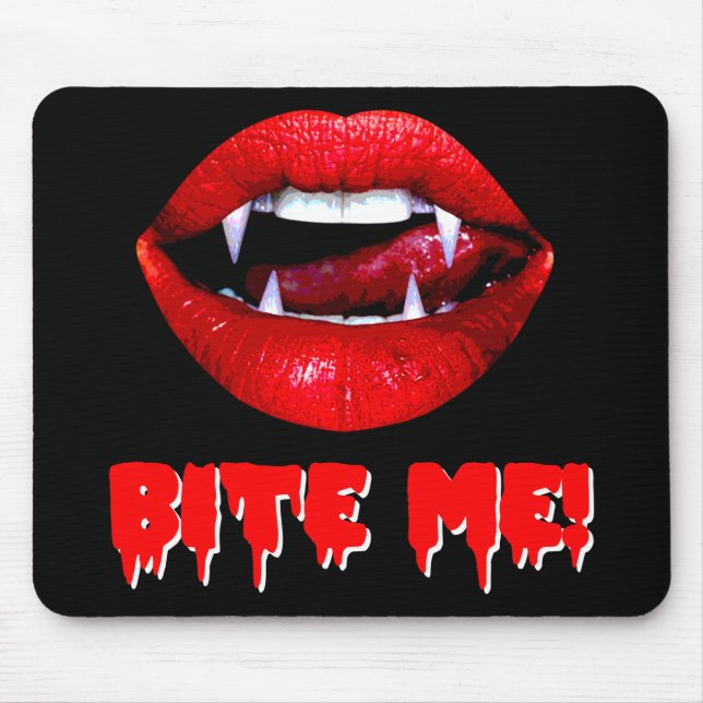 Bite Me Vampire Halloween Mouse Mat (Front)