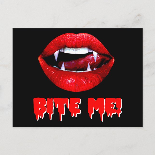 Bite Me Vampire Halloween Postcard (Front)