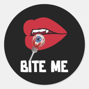 Bite Me Y Vampire Lips Halloween Party Costume Classic Round Sticker