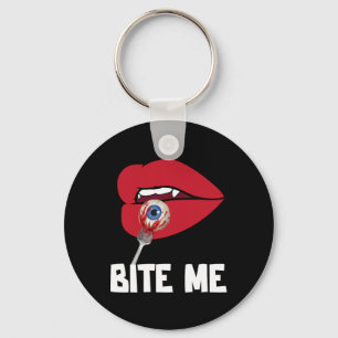Bite Me Y Vampire Lips Halloween Party Costume Key Ring