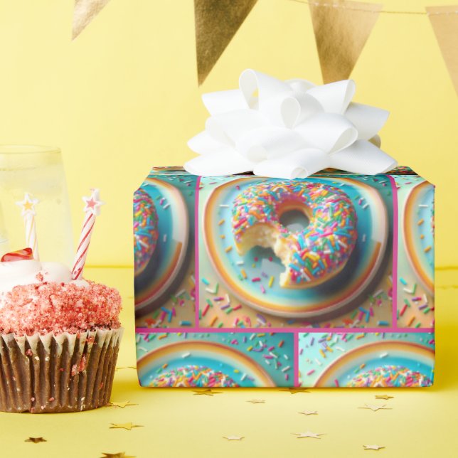 Bite Out of Doughnut With Sprinkles Wrapping Paper (Birthday Party)