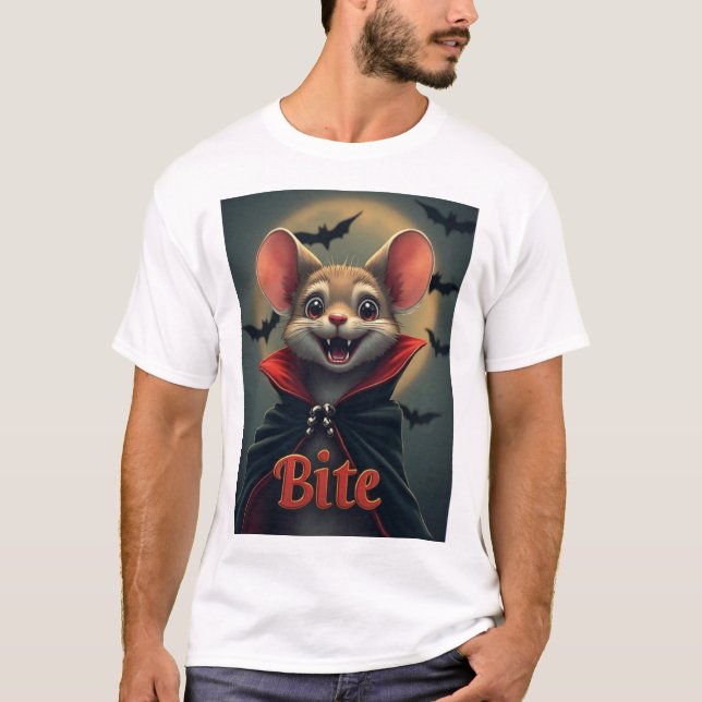 Bite – Vampire Mouse TinyFur Halloween Tee (Front)