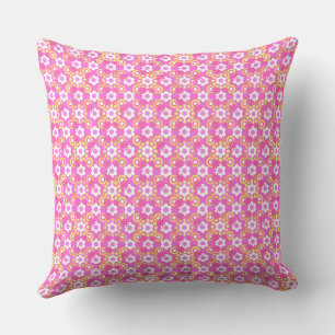 Bitesize Flowers Pearls Doughnuts Check Pink Yello Cushion