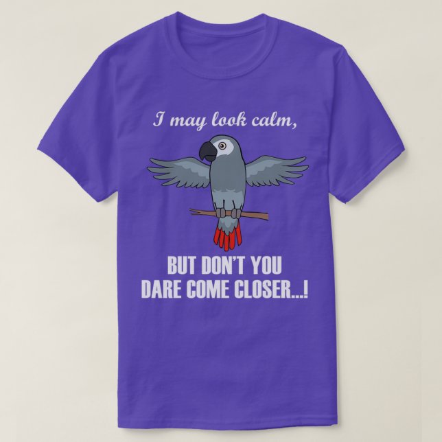 Biting African Grey Parrot Ironic Quote T-Shirt (Design Front)