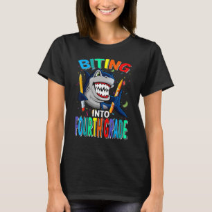 Biting Into Fourth Grade Back To School Shark T-Shirt