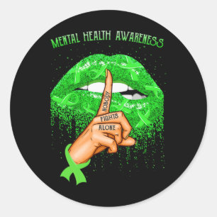 Biting Lips Mental Health Awareness Month Classic Round Sticker