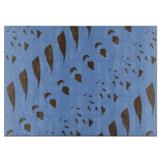 Bits and Pieces Pattern Brown Blue Cutting Board