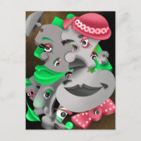Bits and Pieces – Surreal Puzzle Faces Postcard