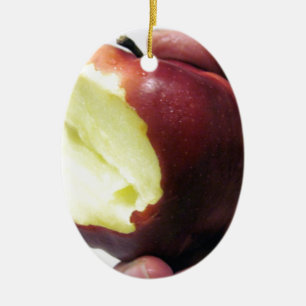 Bitten Red Apple Ceramic Tree Decoration