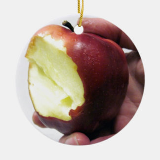 Bitten Red Apple Ceramic Tree Decoration
