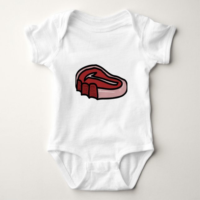 Bitten Steak Meat Beef Baby Bodysuit (Front)