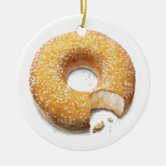 Bitten Sugared Doughnut/Doughnut Ceramic Tree Decoration