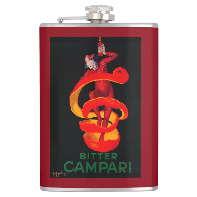 Bitter Campari Vintage PosterEurope Hip Flask (Front)
