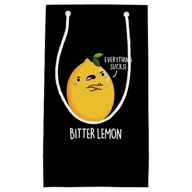 Bitter Lemon Funny Fruit Pun Dark BG Small Gift Bag (Front)