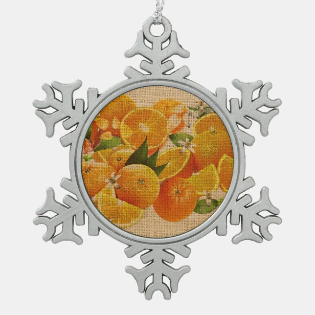 Bitter Oranges from Capri (Cretonne Edition) Snowflake Pewter Christmas Ornament (Front)