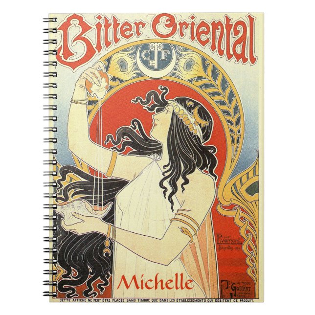"Bitter Oriental" Vintage Ad custom name notebook (Front)