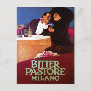Bitter Pastore Milano Vintage Wine Drink Ad Art Postcard