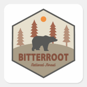 Bitterroot National Forest Bear Square Sticker