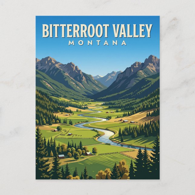 Bitterroot Valley Montana Postcard (Front)