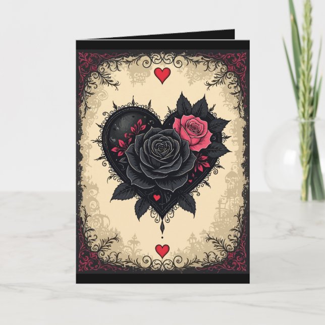 Bittersweet Gothic Valloween Roses  Card (Front)