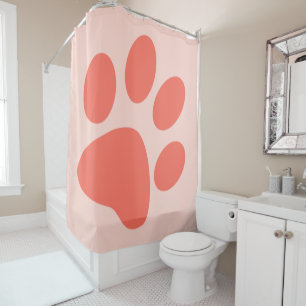 Bittersweet Orange Paw Print Shower Curtain