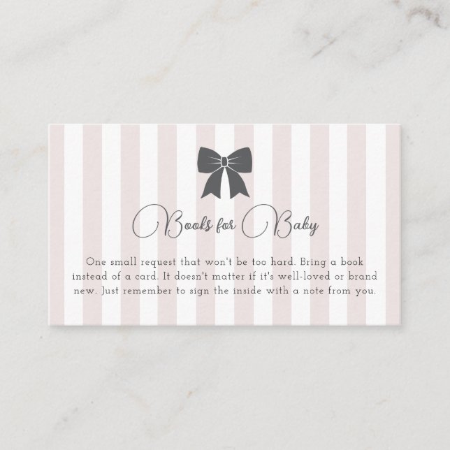 Bitty Bow Girl Baby Shower Books for Baby Enclosure Card (Front)