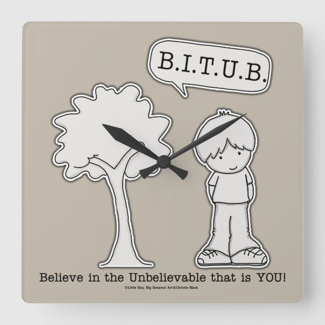 BITUB Pattern (Believe in the Unbelievable) Square Wall Clock (Front)