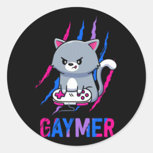 Biual Gaymer Geek Pride Lgbt Video Game Lovers Gif Classic Round Sticker