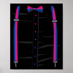 Biual Pride Flag Bow Tie And Braces Lgbtq Bi  Poster