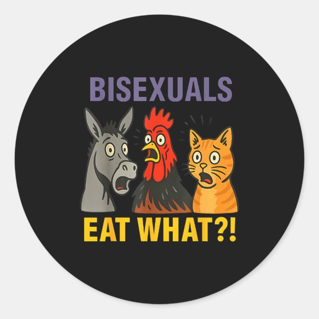 Biuals Eat What Surprised Chicken Cat Lgbt Pride  Classic Round Sticker (Front)