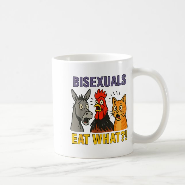 Biuals Eat What Surprised Chicken Cat Lgbt Pride  Coffee Mug (Right)