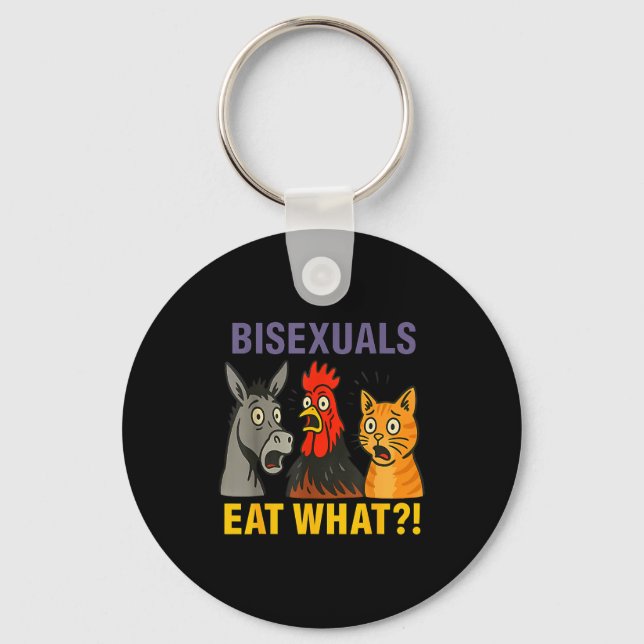 Biuals Eat What Surprised Chicken Cat Lgbt Pride  Key Ring (Front)