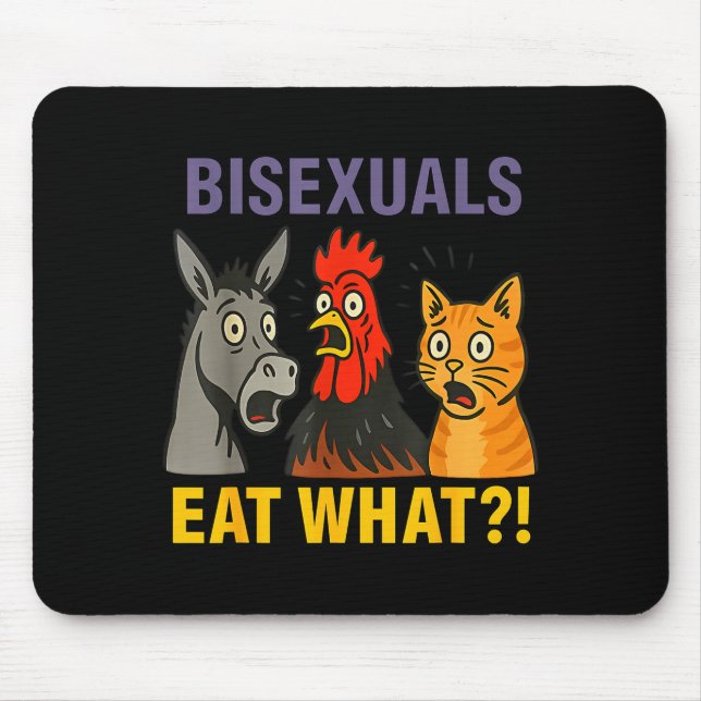 Biuals Eat What Surprised Chicken Cat Lgbt Pride  Mouse Mat (Front)