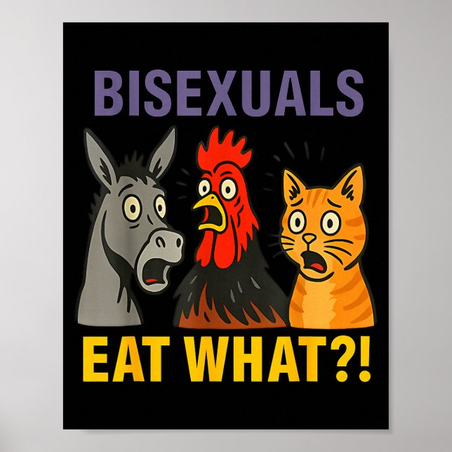 Biuals Eat What Surprised Chicken Cat Lgbt Pride  Poster (Front)