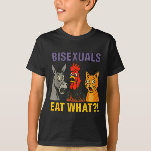 Biuals Eat What Surprised Chicken Cat Lgbt Pride  T-Shirt