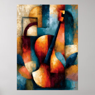 Biwa Harmony Japanese Geometric Music Art Poster