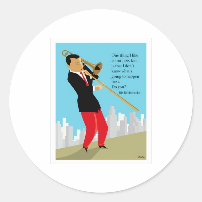 Bix Beiderbecke Classic Round Sticker (Front)